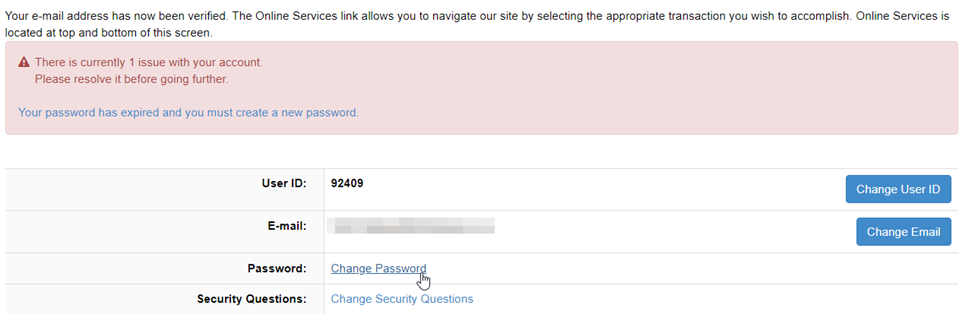 Change password example